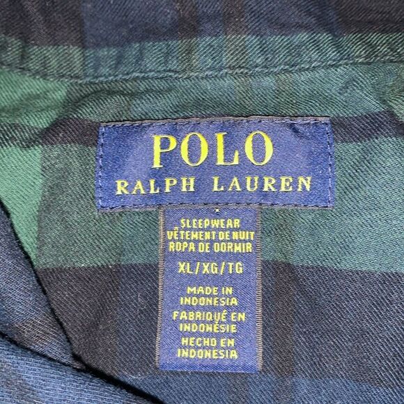 Polo Ralph Lauren Men’s Sleepwear Button Down Size XL Green Plaid - Picture 6 of 6